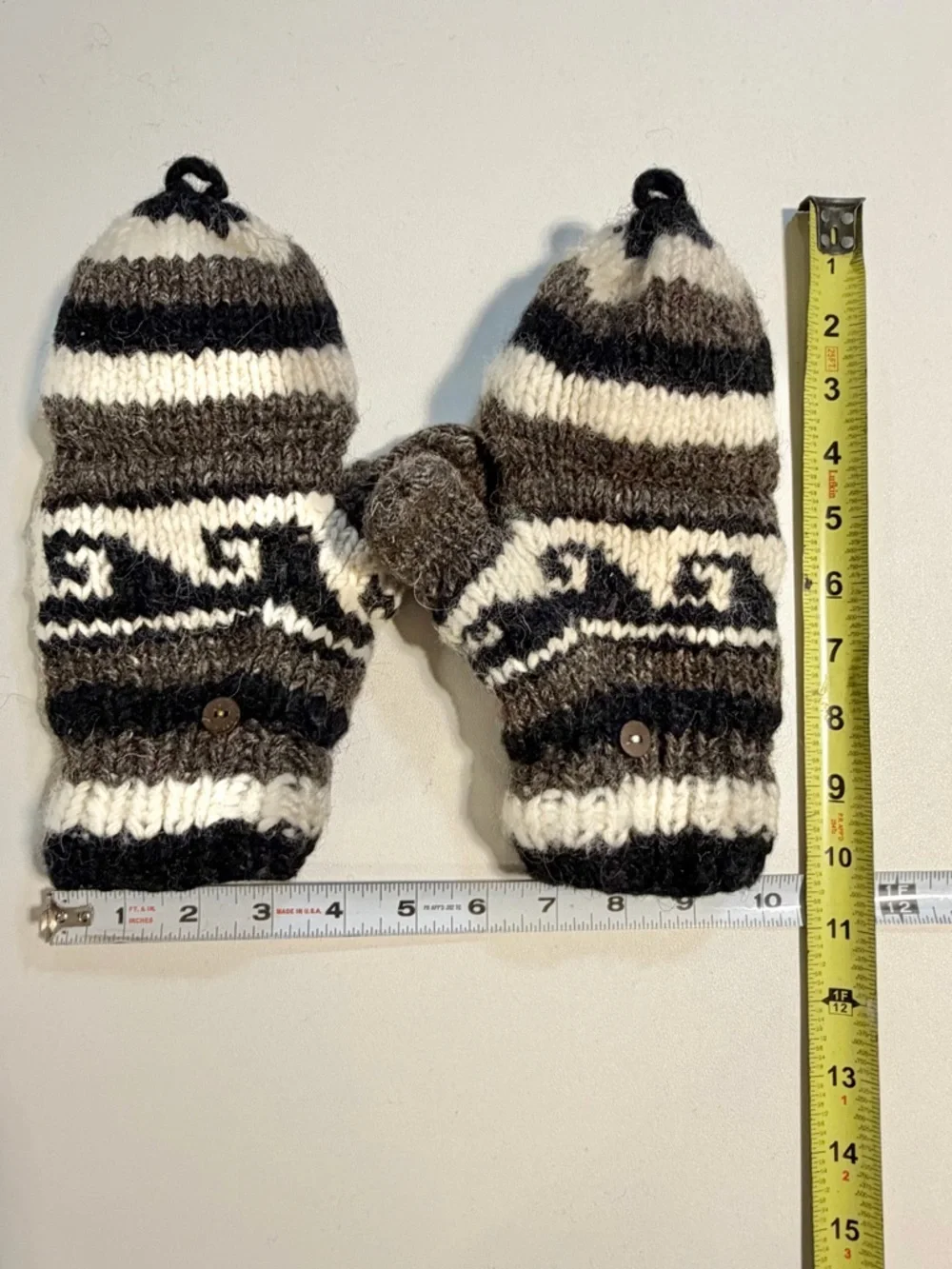 Wool Himalayan Nordic mittens fingerless gloves convertible glomitts flap button
